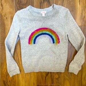 CAT AND JACK // Rainbow fuzzy Sweater // Gray -+ multicolor / Size Med 7/8 Girls